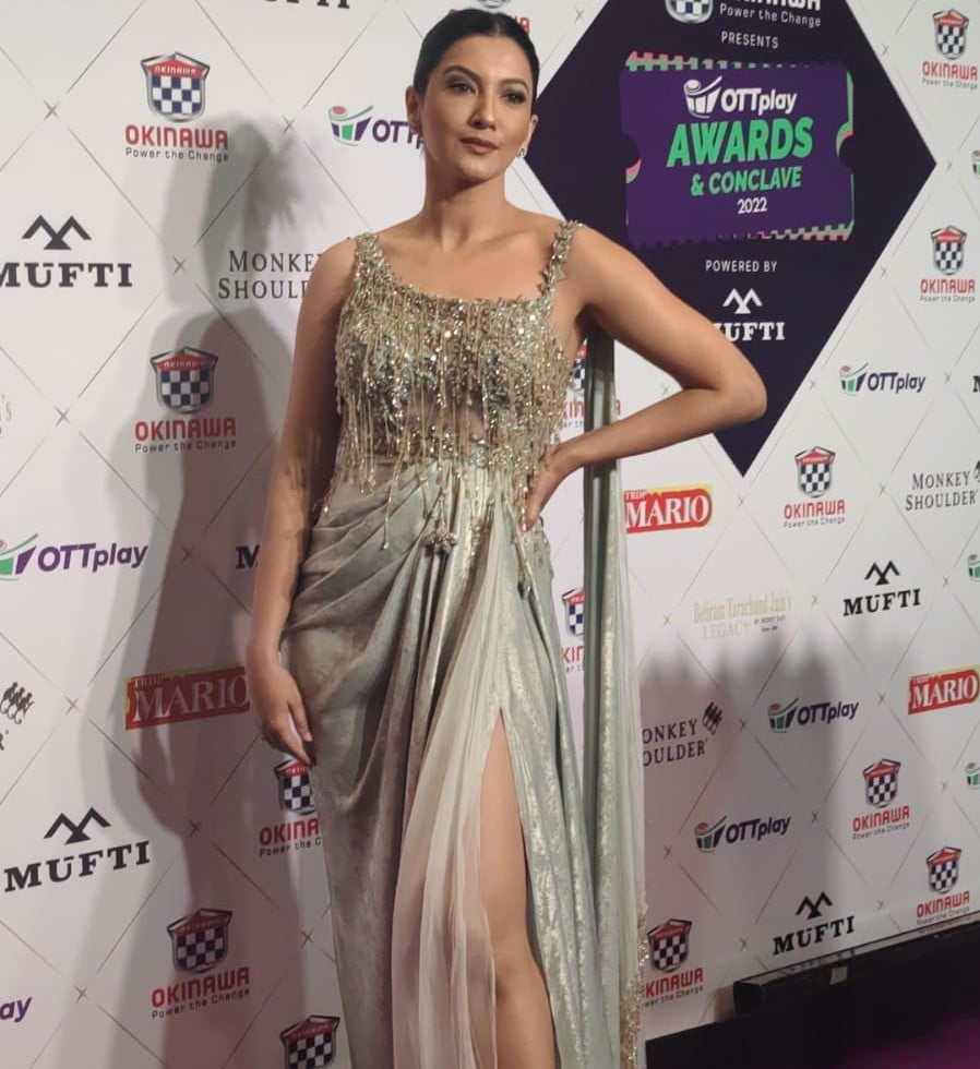 Gauahar Khan arrives at the event, striking a pose for the shutterbugs at the red carpet.