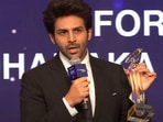 Kartik Aaryan receives the award for Best Actor Male - Popular (Film) for Dhamaka.
