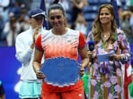 Tunisia's Ons Jabeur with the finalist trophy after finishing second in the U.S. Open.