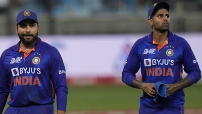 India's captain Rohit Sharma, left, reacts as he leaves the field with teammate Suryakumar Yadav after their loss in the T20I match of Asia Cup against Sri Lanka, (AP) India's captain Rohit Sharma, left, reacts as he leaves the field with teammate Suryakumar Yadav after their loss in the T20I match of Asia Cup against Sri Lanka, (AP)