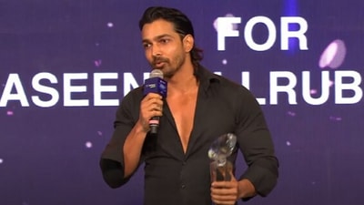 Harshvardhan Rane with the award for Best Actor in a Negative Role (Film) for Haseen Dilruba. 