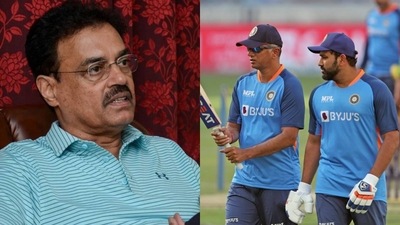Dilip Vengsarkar; Rahul Dravid with Rohit Sharma Dilip Vengsarkar; Rahul Dravid with Rohit Sharma