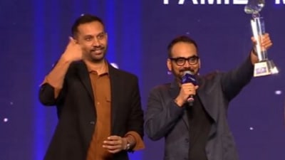 Raj and DK with the Best Web Series - Popular award for their show The Family Man. 