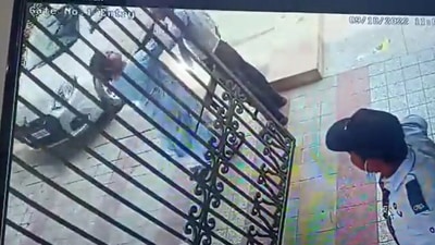 CCTV footage of a woman at Noida's Cleo County society in Sector 121 seen slapping a security guard. The video has gone viral.&nbsp; (Twitter)
