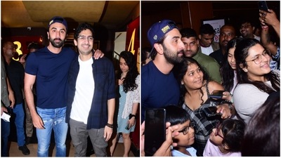 Ranbir Kapoor, Ayan Mukerji surprised audience at a theatre screening Brahmastra. Ranbir Kapoor, Ayan Mukerji surprised audience at a theatre screening Brahmastra.