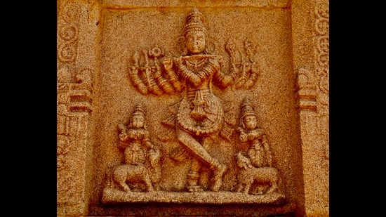 The Celestial Flute Player showing Lord Krishna is one among the 60 photographs in the exhibition, Rediscover Hampi.