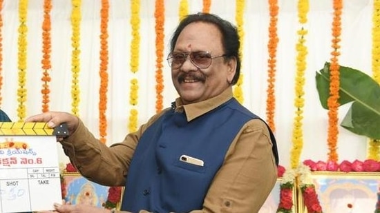 Yesteryear actor Krishnam Raju at the launch of a film.
