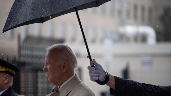 US President Joe Biden participates in a wreath laying ceremony to pay his respects to the victims of the 9/11 attacks, at the Pentagon in Washington, DC. (AFP)