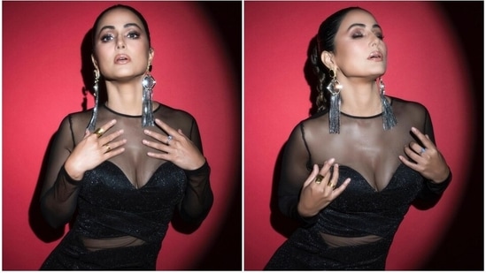 Hina Khan shows how to slay red-carpet fashion in see-through black dress for OTTplay Awards 2022&nbsp;(Instagram)