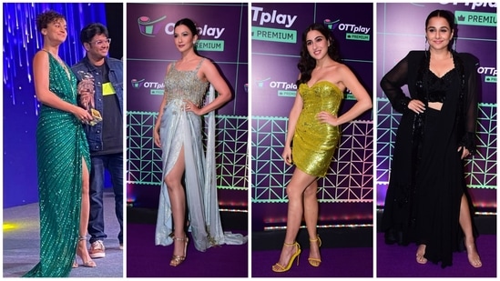 Taapsee Pannu received her OTTplay Best Actor Female - Popular (Film) award for her film Haseen Dillruba in a shimmery green gown. Gauahar Khan, Sara Ali Khan and Vidya Balan also attended the award ceremony. Vidya took home the OTTplay Best Actor Female - Jury (Film) award for Jalsa while Sara took the trophy for Breakthrough Performance of the Year for the film Atrangi Re. (Varinder Chawla)