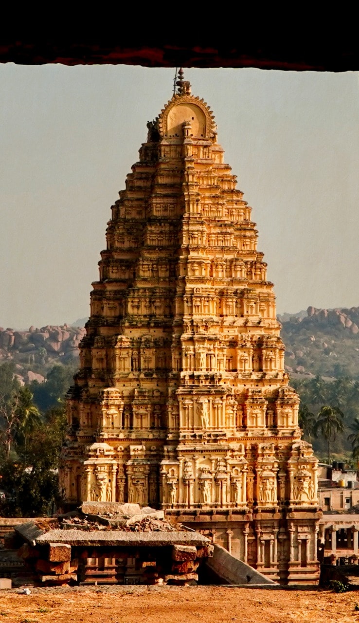 The Virupaksha Temple is where the photographer met and clicked pictures of Lakshmi, the elephant. The Virupaksha Temple is where the photographer met and clicked pictures of Lakshmi, the elephant.