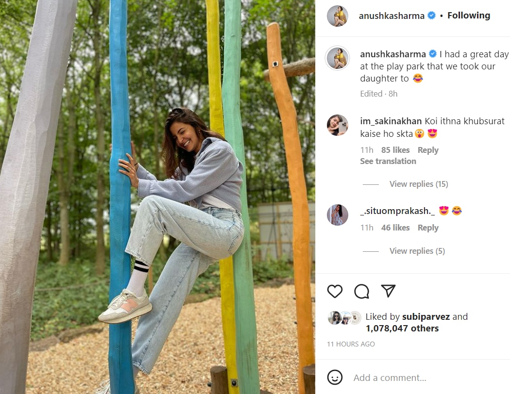 Anushka Sharma shared this photo from a park in the UK.