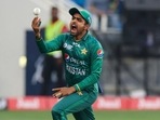 Pakistan skipper Babar Azam celebrates after taking a catch during the Asia Cup final(ICC Twitter) Pakistan skipper Babar Azam celebrates after taking a catch during the Asia Cup final(ICC Twitter)