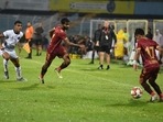 Hyderabad FC players in action against Rajasthan United at Durand Cup
