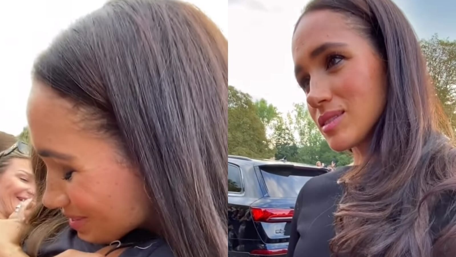 Fans laud Meghan Markle as she comforts mourner outside Windsor with a hug