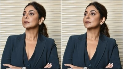 Shefali played muse to fashion designer Shakti Tripathi and picked a black pantsuit for the pictures. (Instagram/@shefalishahofficial)
