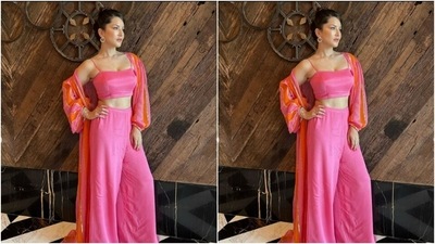 “Hyderabad promotions for Ginna,” wrote Sunny in the caption as she looked stunning as ever in the attire. (Instagram/@sunnyleone)