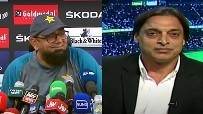 Pakistan coach Saqlin Mushtaq and Shoaib Akhtar Pakistan coach Saqlin Mushtaq and Shoaib Akhtar
