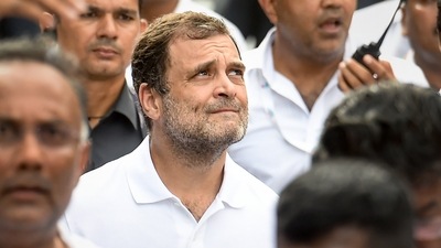 Congress leader Rahul Gandhi along with party workers participates in 'Bharat Jodo Yatra' of Congress. (PTI) Congress leader Rahul Gandhi along with party workers participates in 'Bharat Jodo Yatra' of Congress. (PTI)