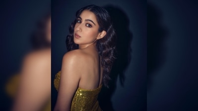 Sara Ali Khan's outfit features a crystal bow with pearl drop, adjustable straps, and invisible zip closure at the centre back. (Instagram/@stylebyami) Sara Ali Khan's outfit features a crystal bow with pearl drop, adjustable straps, and invisible zip closure at the centre back. (Instagram/@stylebyami)