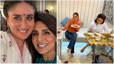 Kareena Kapoor and Neetu Kapoor film together for an unknown project. Kareena Kapoor and Neetu Kapoor film together for an unknown project.