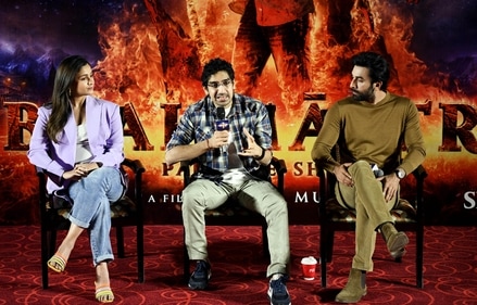 Alia Bhatt, director Ayan Mukerji and Ranbir Kapoor during a press conference for the promotion of their movie Brahmastra: Part One-Shiva, in New Delhi. (ANI) Alia Bhatt, director Ayan Mukerji and Ranbir Kapoor during a press conference for the promotion of their movie Brahmastra: Part One-Shiva, in New Delhi. (ANI)