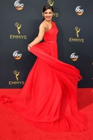 Priyanka Chopra arrived on the Emmys red carpet in an absolutely stunning custom Jason Wu red gown. (Gettyimages) Priyanka Chopra arrived on the Emmys red carpet in an absolutely stunning custom Jason Wu red gown. (Gettyimages)