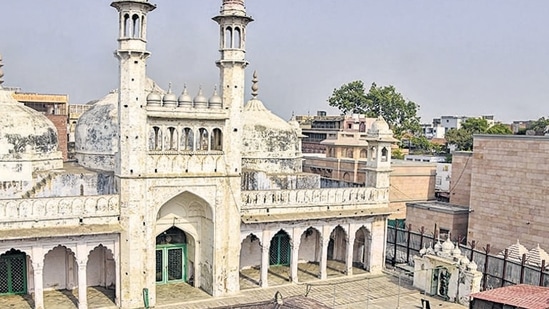 The Gyanvapi Mosque after its survey by a commission, in Varanasi.(PTI)