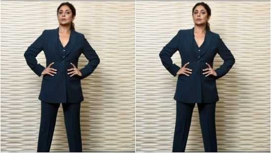 Shefali decked up in black suit and teamed it with a pair of black formal trousers. In classic black stilettos, she completed the ultimate boss lady look.(Instagram/@shefalishahofficial)
