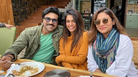 Chiranjeevi shared a picture of his three children.