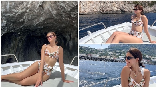 Ananya Panday earlier dropped some stunning photos from her Capri stay. She looked beautiful as always in her floral bikini as she soaked in the sun.(Instagram/@ananyapanday)