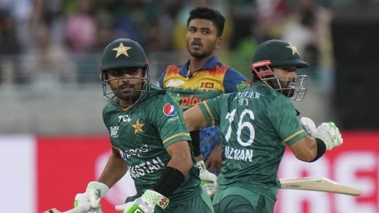 Babar Azam and Mohammad Rizwan in action for Pakistan.(AP)