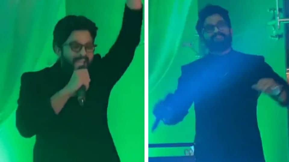 Allu Arjun says Pushpa catchphrase ‘Thaggedhe Le’ and grooves to Oo Antava at SIIMA 2022 afterparty. Allu Arjun says Pushpa catchphrase ‘Thaggedhe Le’ and grooves to Oo Antava at SIIMA 2022 afterparty.