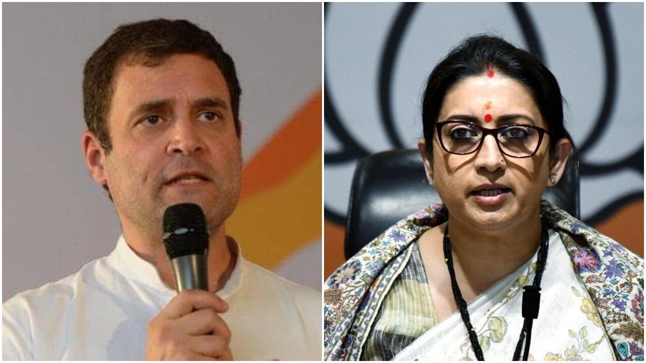 Congress MP Rahul Gandhi and Union minister Smriti Irani