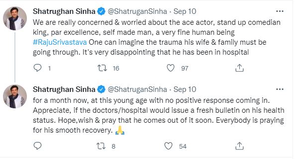 A glimpse of Shatrughan Sinha's tweets.