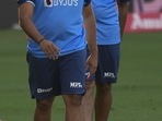 India's captain Rohit Sharma, left, and head coach Rahul Dravid watch players train ahead of the T20 cricket match of Asia Cup between Sri Lanka and India(AP) India's captain Rohit Sharma, left, and head coach Rahul Dravid watch players train ahead of the T20 cricket match of Asia Cup between Sri Lanka and India(AP)