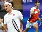 Roger Federer; Carlos Alcaraz; Rafael Nadal with Novak Djokovic