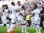 Real Madrid celebrate a goal during a La Liga match.(AP) Real Madrid celebrate a goal during a La Liga match.(AP)