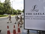 The call was received at Leela Hotel in the Ambiance Mall complex around 11:35 am.(Vipin Kumar/ HT) The call was received at Leela Hotel in the Ambiance Mall complex around 11:35 am.(Vipin Kumar/ HT)