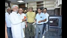 UP jal shakti minister Swatantra Dev Singh at the AKTU campus. (HT Photo)