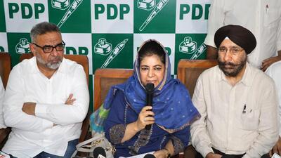 Mehbooba Mufti addressing a press conference in Jammu. (PTI) Mehbooba Mufti addressing a press conference in Jammu. (PTI)