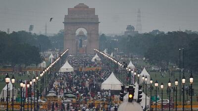 Visitors on Kartavya Path on September 10, 2022. (Sanchit Khanna/Hindustan Times)