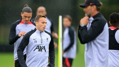 Liverpool players take part in a training session. (AFP) Liverpool players take part in a training session. (AFP)