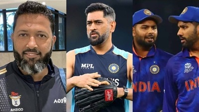Wasim Jaffer; MS Dhoni; Rohit Sharma with Rishabh Pant Wasim Jaffer; MS Dhoni; Rohit Sharma with Rishabh Pant
