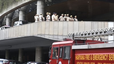 The call came to the hotel’s landline operator around 11:35 am. (HT Photo/Vipin Kumar)
