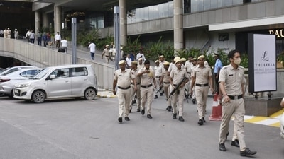 A call about a bomb threat sparked panic at Gurugram's The Leela Ambience Hotel on Tuesday and a search is on to trace it, police said. (HT Photo/Vipin Kumar) A call about a bomb threat sparked panic at Gurugram's The Leela Ambience Hotel on Tuesday and a search is on to trace it, police said. (HT Photo/Vipin Kumar)
