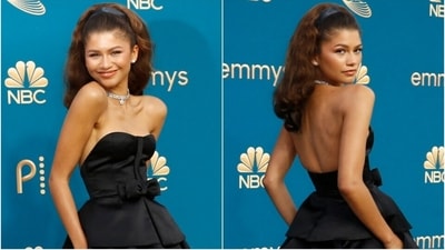 Emmy Awards 2022: Zendaya arrives at the Emmys in a breathtaking strapless  black Valentino ball gown. See all pics | Fashion Trends