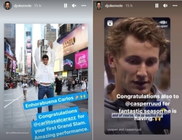 Carlos Alcaraz, Casper Ruud receives epic message from Novak Djokovic Carlos Alcaraz, Casper Ruud receives epic message from Novak Djokovic