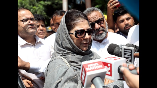 People's Democratic Party (PDP) chief Mehbooba Mufti in Jammu. (ANI)