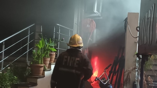 Fire at an electric bike showroom spread to a hotel located above it at Secunderabad.
